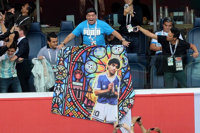 Maradona attracted plenty of attention in the stands at Russia 2018 