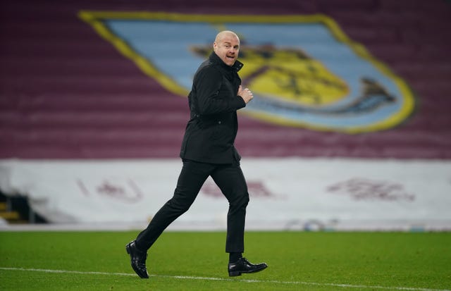 Burnley manager Sean Dyche runs to the touchline at Turf Moor