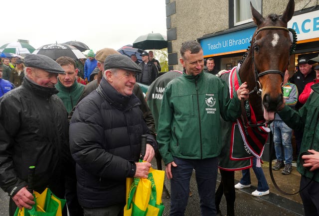 A big smile from owner JP McManus with I Am Maximus 