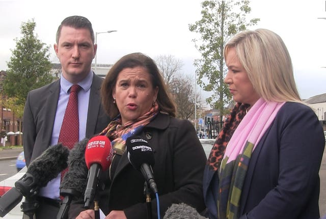John Finucane, Mary Lou McDonald and Michelle O'Neill