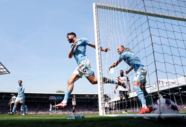 Manchester City’s Josko Gvardiol celebrates scoring