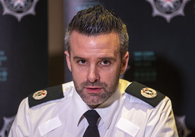 Police Service of Northern Ireland ACC Bobby Singleton from the Local Policing Department during a briefing at the Stormont Hotel in Belfast