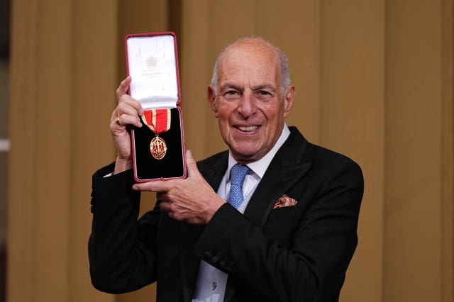 Sir Loyd Grossman after receiving the honour of knighthood during an investiture ceremony at Buckingham Palace in London