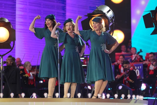 Emma Barton, Michelle Hardwick and Claire Sweeney on stage