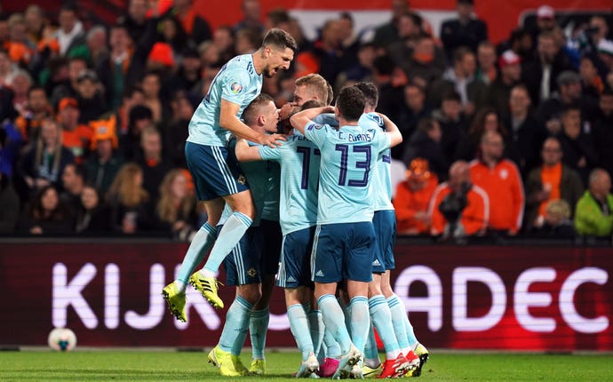 Northern Ireland celebrate Josh Magennis' opener