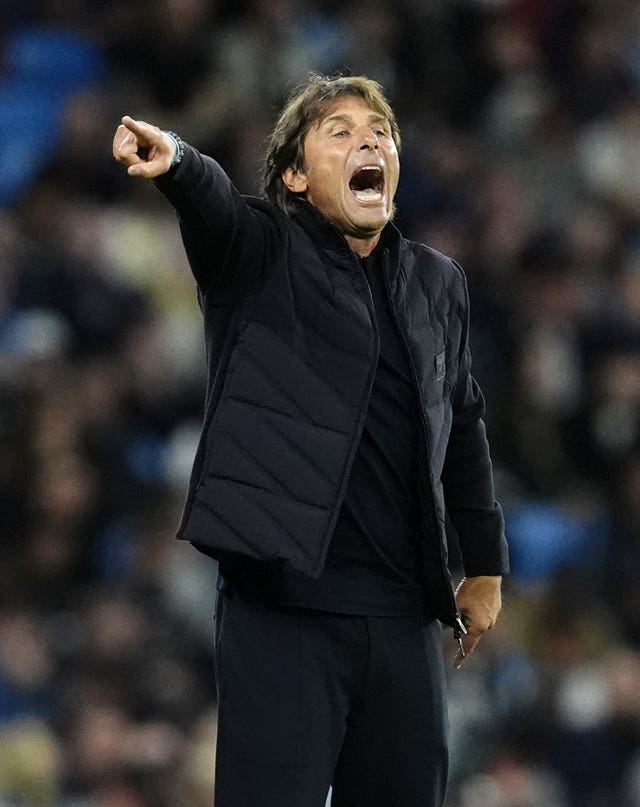 Napoli manager Antonio Conte during a Champions League match at Manchester City