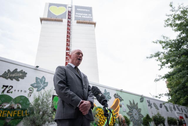 Matt Wrack at the Grenfell Memorial Wall