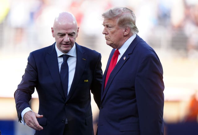 Donald Trump with FIFA president Gianni Infantino at the World Cup final