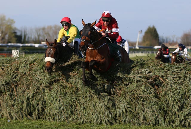 Tiger Roll (right) had to see off Magic Of Light to win a second Grant National