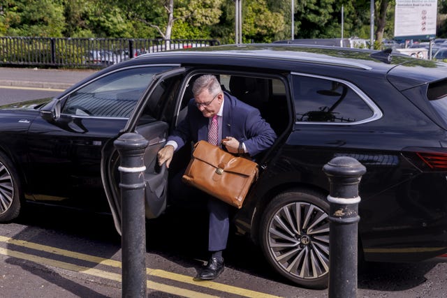 Sir Jeffrey Donaldson arriving at Newry Crown Court