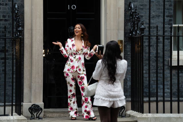 Love Island star Sharon Gaffka in Downing Street prior to taking part in a roundtable meeting at number 10 on the Online Safety Bill