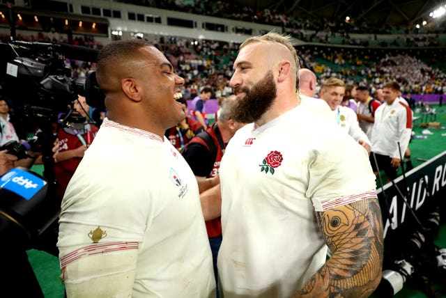 Kyle Sinckler (left) and Joe Marler are among those battling to stay fit during lockdown 