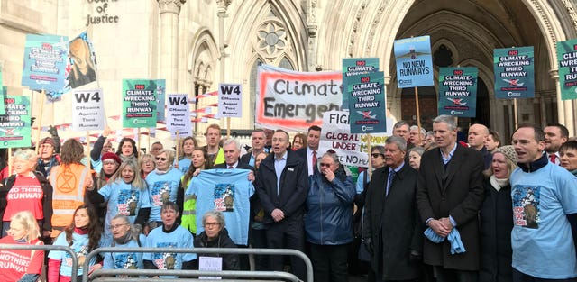 Campaigners outside the Royal Courts of Justice