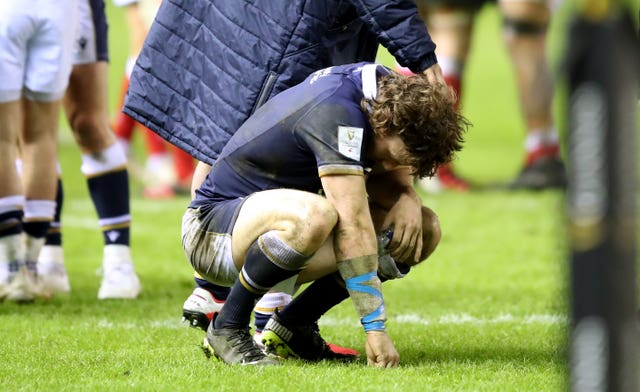 Hamish Watson reacts after the defeat to Wales 
