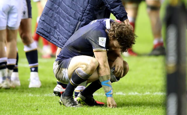 Hamish Watson reacts after the defeat to Wales