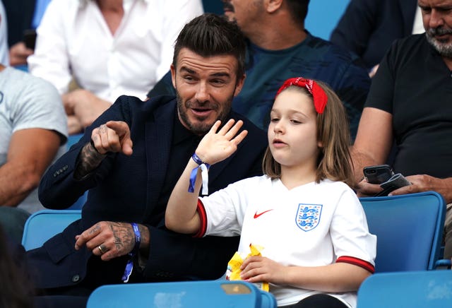 David Beckham attended the quarter-final clash with Norway