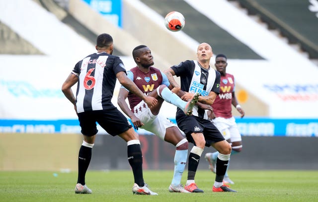 Aston Villa and Newcastle players