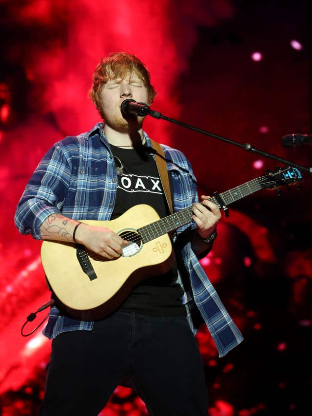 Ed Sheeran, who is among the musicians paid record royalties in 2017 (Ian West/PA)