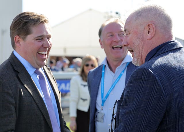 Dan Skelton talks to former footballer Ally McCoist at Ayr