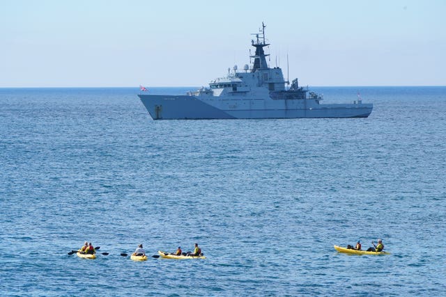 The HMS Tyne off Cornwall in 2021