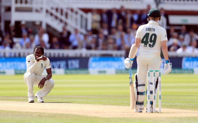 Jofra Archer, left, gave Steve Smith an uncomfortable afternoon