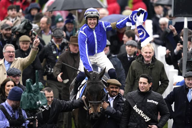Energumene after winning one of his Champion Chases at Cheltenham