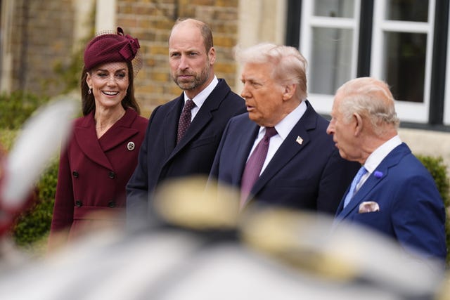 Donald Trump standing alongside the Prince and Princess of Wales and the King
