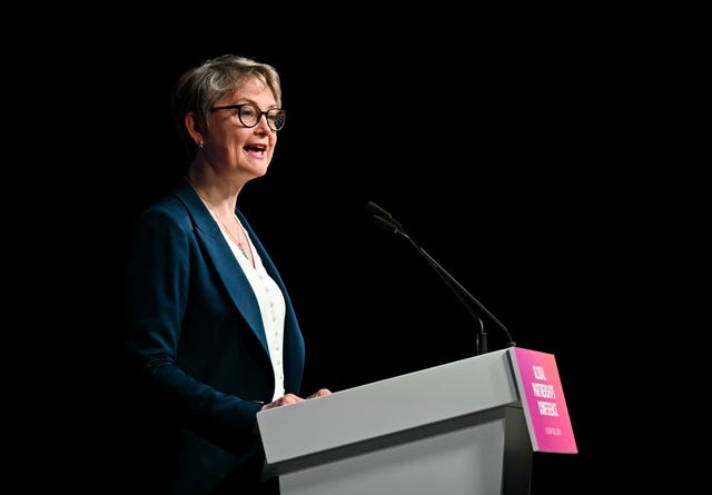 Foreign Secretary Yvette Cooper delivers her speech at the Global Partnerships Conference at Woolwich Works in south London