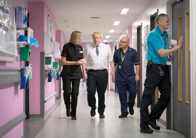 Mr Johnson visiting staff and nurses at King’s Mill Hospital in Ashfield