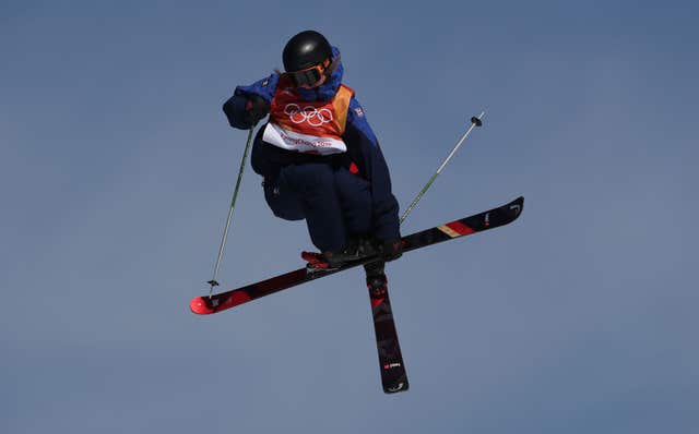 Izzy Atkin in action during the women's ski slopestyle in which she won a bronze medal for Great Britain