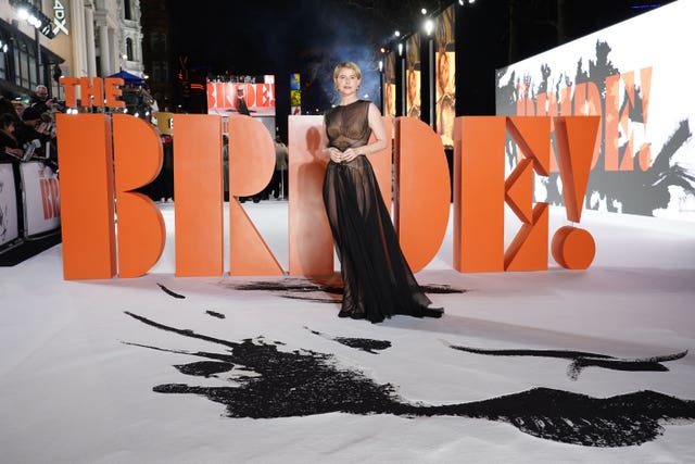 Jessie Buckley, Christian Bale, Peter Sarsgaard, Jake Gyllenhaal, Penelope Cruz and Maggie Gyllenhaal attend The Bride! world premiere at Cineworld Leicester Square, central London