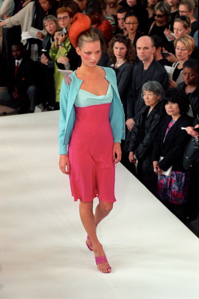 Kate Moss on the catwalk in 1998