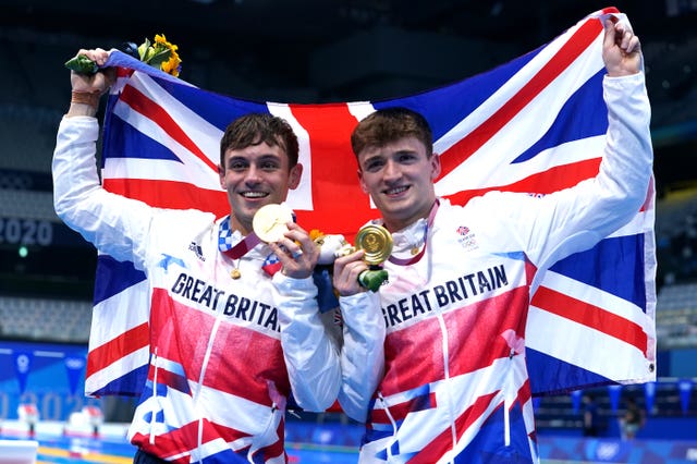 Tom Daley, left, and Matty Lee won diving gold for Team GB at the Tokyo Olympics (Adam Davy/PA)
