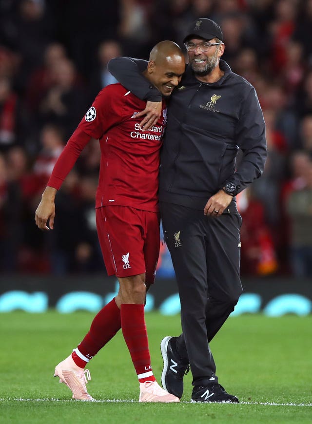 Jurgen Klopp (right) and Fabinho