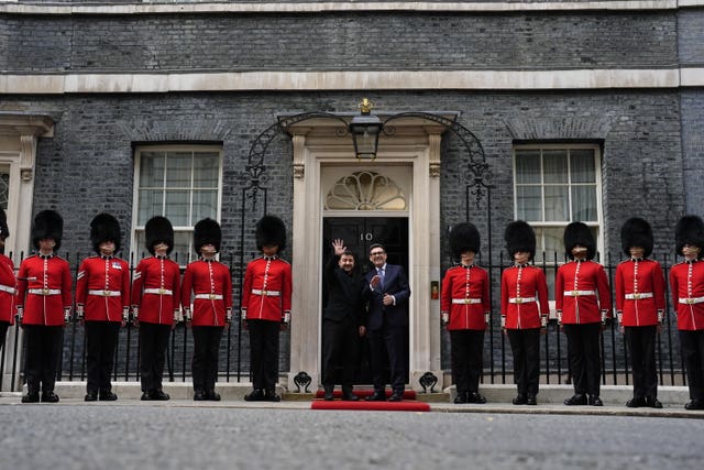 An honour guard welcomed Mr Zelensky to Downing Street