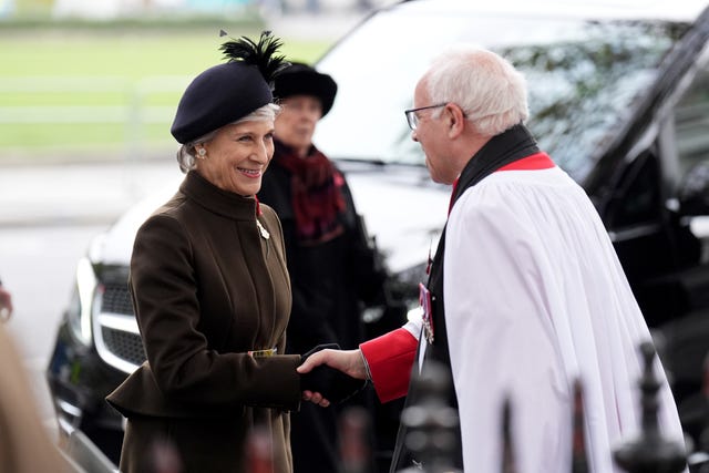 The Duchess of Gloucester is greeted by the Dean of Westminster, the Very Reverend Dr David Hoyle, during a visit to the Field of Remembrance, at Westminster Abbey in London, ahead of Armistice Day.
