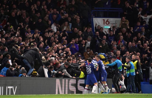 Chelsea celebrate Reece James' equaliser