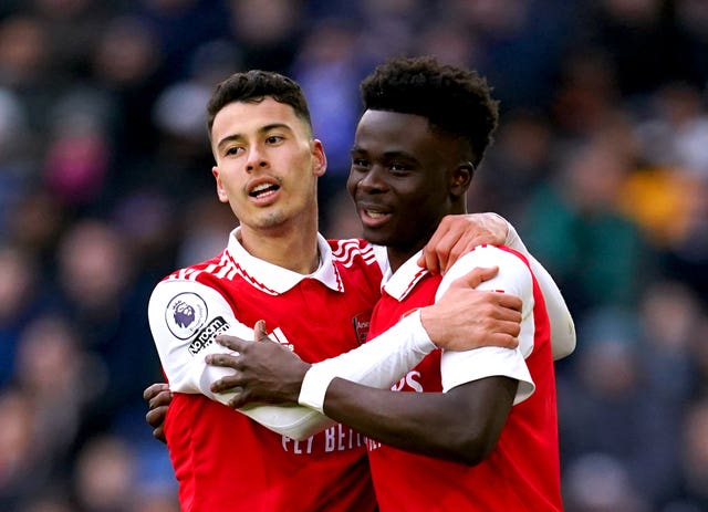 Gabriel Martinelli celebrates his goal