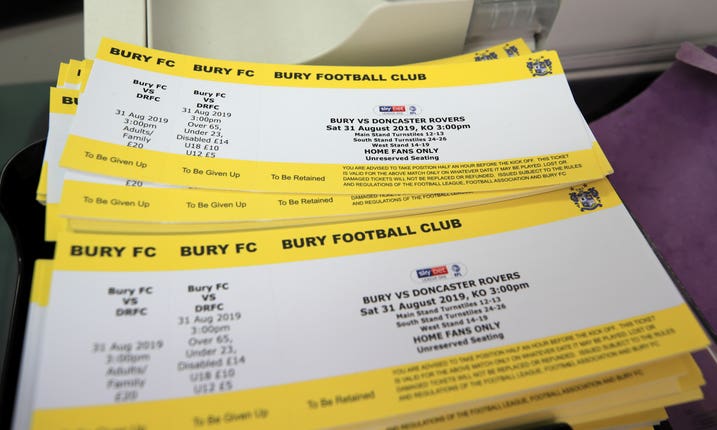 Tickets for Bury v Doncaster are ready for sale at Gigg Lane