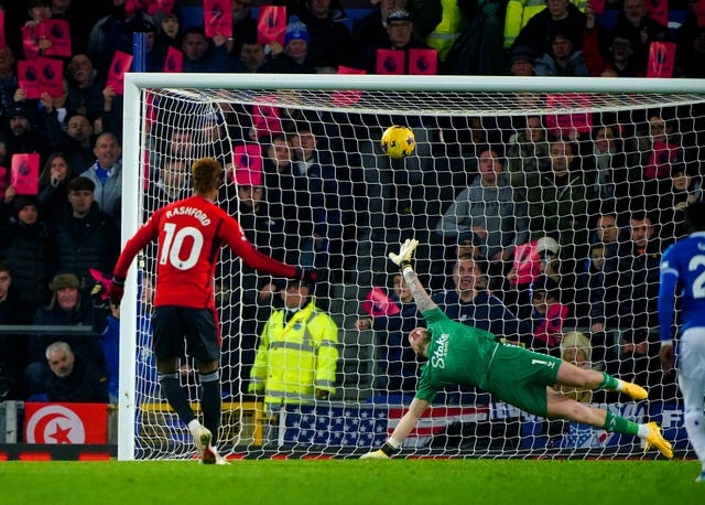 Marcus Rashford lashes home his side''s second from the penalty spot