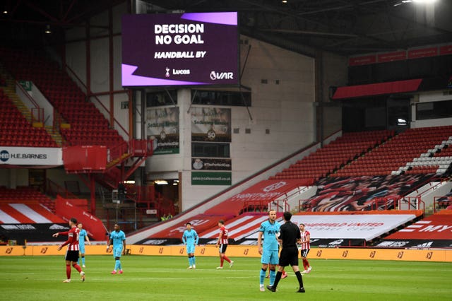 Harry Kane's goal was ruled out at Sheffield United after Lucas Moura's apparent handball