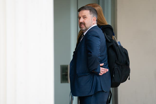 Former minister of health for Northern Ireland Robin Swann arrives to give evidence to the UK Covid-19 Inquiry