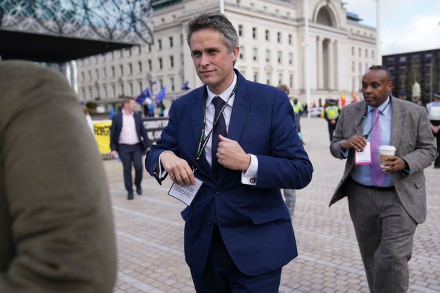 File photo dated 02/10/22 of Sir Gavin Williamson (centre) arriving for the Conservative Party annual conference at the International Convention Centre in Birmingham