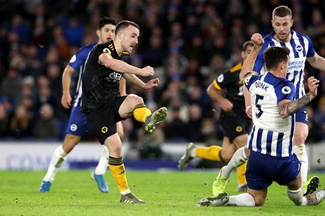 Diogo Jota scored twice as Wolves drew 2-2 at Brighton 