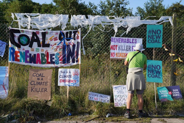 Demonstrators outside the proposed Woodhouse Colliery, south of Whitehaven