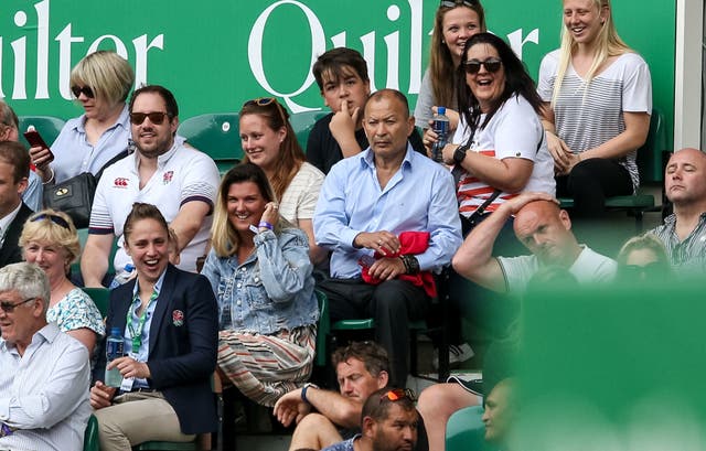 England coach Eddie Jones watched from the stands