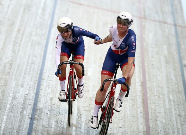 Laura Kenny and Katie Archibald, right, rode together in the Madison at August's European Championships in Glasgow
