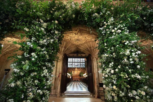 Flowers on the front of the organ loft inside St George’s Chapel at Windsor Castle (Danny Lawson/PA)