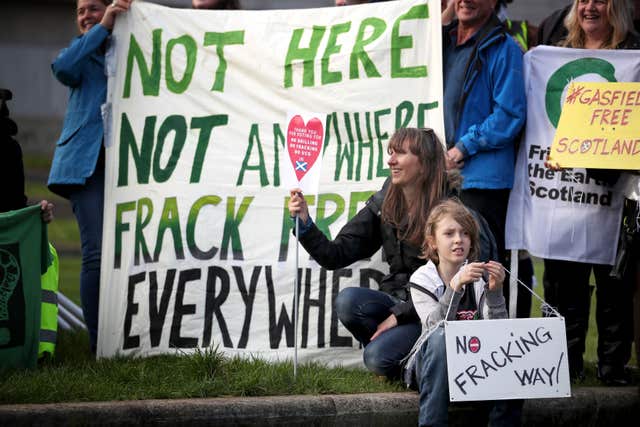 Anti-fracking protest at Scottish Parliament