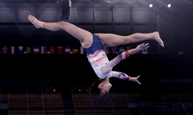 Great Britain’s Jennifer Gadirova in action on the balance beam in Tokyo